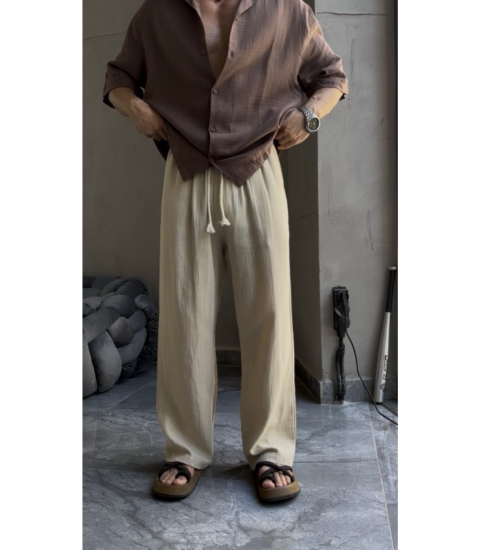Baggy Keten Özel Kumaş Pantalon
