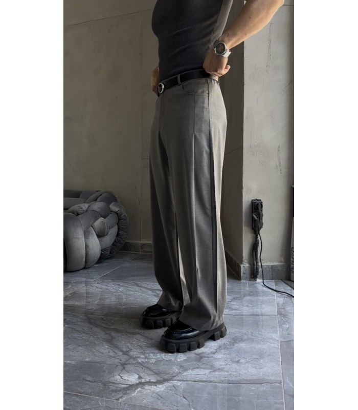 Baggy Yan Çift Detayli Kumaş Pantolon