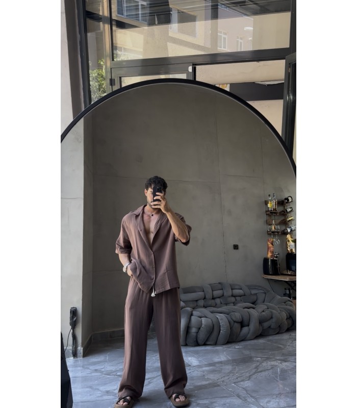 Oversize Keten Kisa Kol Takim