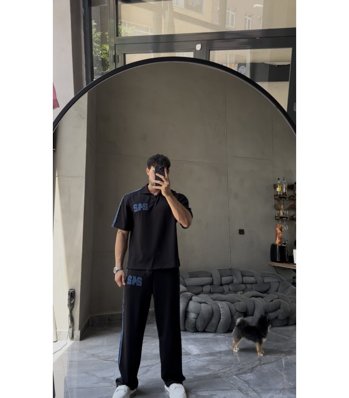 Polo Yaka Yirtmaç Detayli Oversize Eşofman Takim