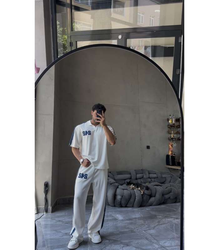 Polo Yaka Yirtmaç Detayli Oversize Eşofman Takim
