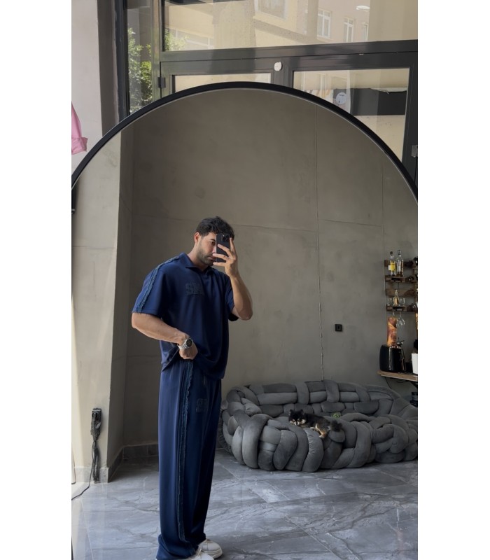 Polo Yaka Yirtmaç Detayli Oversize Eşofman Takim